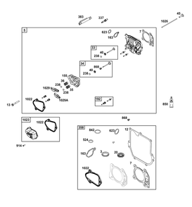 Cylinder Head Group Diagram and Parts List for 09P802-0008-H5 020000 - 09Z999 Briggs and Stratton Engine